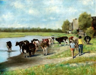 Jaroslaw Glod; In The Countryside, 2014, Original Painting Oil, 50 x 40 cm. Artwork description: 241  landscape, realism, countryside restaurant, ...