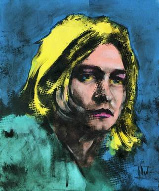 Jaroslaw Glod; Kurt Cobain, 2015, Original Painting Other, 50 x 60 cm. Artwork description: 241   Pop Art style portrait of Kurt Cobain. Acrylic painting on cotton canvas 50cmx60cm. Mixed media - acrylic, guache.             ...