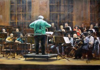 Jaroslaw Glod; Symphonic Orchestra II, 2011, Original Painting Oil, 100 x 70 cm. Artwork description: 241 symphonic, orchestra, music, musicians restaurant, ...