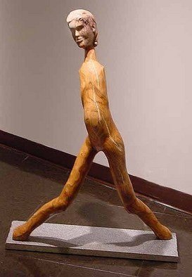 Jane Jaskevich; Dance, 2006, Original Sculpture Wood, 30 x 40 inches. Artwork description: 241  This adolescent child was born from an ice storm. My favorite Peach tree was split when it was struck by falling trees. I used the forked nature of the limbs to create new life. The wood is filled with color and grain. Its curved shape suggested a ...