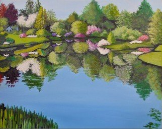 Janet Glatz; Asticou Gardens Acadia, 2020, Original Painting Oil, 20 x 16 inches. Artwork description: 241 Azaleas and flowering trees adorn the shores of this glassy pond in Acadia National Park. ...