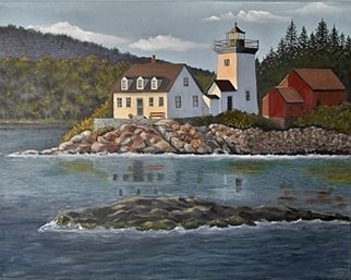 Janet Glatz; Indian Island Lighthouse, 2020, Original Painting Oil, 24 x 18 inches. Artwork description: 241 Because this lighthouse is privately owned, the only way to see it well is by boat. It is located near Rockport, Maine...