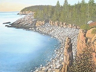 Janet Glatz; Monument Cove Acadia, 2020, Original Painting Oil, 20 x 16 inches. Artwork description: 241 A unique stone formation defines this remote stone beach on Mt. Desert Island. ...