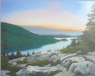 Janet Glatz; Mountain View Acadia, 2020, Original Painting Oil, 20 x 16 inches. Artwork description: 241 Hikers on Cadillac Mountain in Acadia swoon over the views of inlets like this. ...
