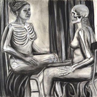 Jamie Boyatsis; Bone Study, 2014, Original Drawing Charcoal, 4 x 5 feet. 