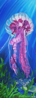 Jamie Boyatsis; Joyful Sound, 2019, Original Painting Oil, 18 x 34 inches. Artwork description: 241 Jellyfish oil painting...