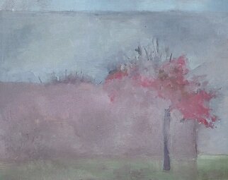 Jennifer Coleman Bryant-Wieber; Cherry Tree Raining, 2005, Original Painting Oil, 10 x 8 inches. Artwork description: 241 Watching the cherry tree in the rain outside my window. ...