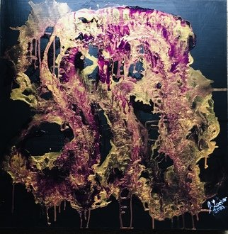 Jeanette Locher; Purple Dragon, 2021, Original Painting Acrylic, 27 x 27 inches. Artwork description: 241 poured painting turned into a cool dragon...