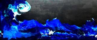 Jeanette Locher; Stormy Night On Lake Michigan, 2021, Original Painting Acrylic, 40 x 16 inches. Artwork description: 241 poured painting method...