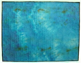 Jean Judd, 'Contaminated Water 10 Ref...', 2018, original Mixed Media, 43 x 32.7  x 0.4 inches. Artwork description: 1911 Contaminated Water 10 Reflections is the latest addition to the Contaminated Water series.  Rust pigmentation from copper wire and scientific iron filings creates the minimalist reflections on the blue ground.  The shimmering effect of sunlight is achieved through the dye placement and tonal coloration shifts along with ...