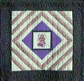 Jean Judd, 'Purple Angel', 2004, original Textile, 36 x 36  x 0.3 inches. Artwork description: 2703  Part of my ongoing series featuring hand cross stitched center medallions.  Hand quilted and hand bound.Artwork is accompanied by a Certificate of Authenticity signed by the artist.Exhibition History - - Mixed Sampler Quilt Guild Show, Siren Wisconsin, September 30- October 1, 2006.- - Juried into the Sacred Threads ...