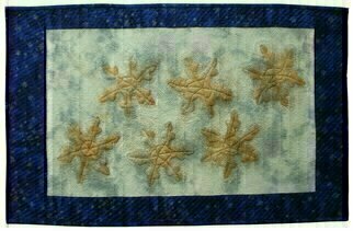 Jean Judd, 'Rusted Snowflakes', 2017, original Textile, 30.8 x 19.8  x 0.4 inches. Artwork description: 2307 The rust pigmentation was completed on this piece in May of 2010.  My initial reaction was that it was not successful.  I added the star framing and set it aside in my pile of artworks waiting for hand stitching.  I bypassed this piece for several years as ...