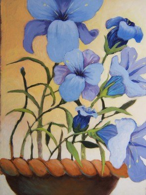 Jean Meyer; Blue Garden, 2011, Original Painting Acrylic, 50 x 60 cm. Artwork description: 241    blue flowers bloom in pot    ...