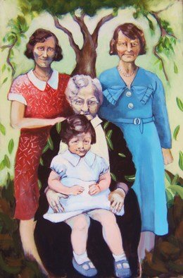 Jean Meyer; Daughters, 2010, Original Painting Acrylic, 50 x 60 cm. Artwork description: 241  painting of four generations of daughters ...