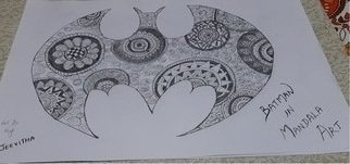 Jeevitha Nagaraj; Batman In Mandala Art, 2019, Original Drawing Pencil, 40 x 18.6 inches. Artwork description: 241 My artwork is basically in Mandala art style. Imagination is the basic theme used here. ...