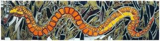 Sudarshan Deshmukh; Snake In The Glass, 2003, Original Mosaic, 10 x 35 inches. Artwork description: 241 Hand- cut ceramic tile, mirror and stained glass.  Hand- cut mirror on sides reflects onto wall, giving a grass- like effect....