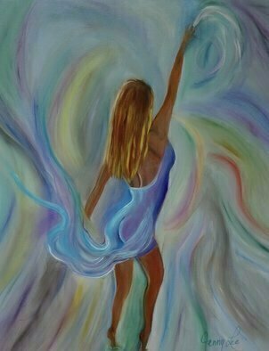 Jenny Jonah; Dancer, 2020, Original Painting Oil, 30 x 24 inches. Artwork description: 241 Original oil painting on stretched canvas.  Color swirls all around the beautiful dancer...