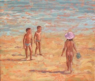 Jessica Dunn, 'Children At The Beach', 2001, original Painting Oil, 70 x 60  cm. Artwork description: 3483 Fuzeta Beach. ( SOLD)...
