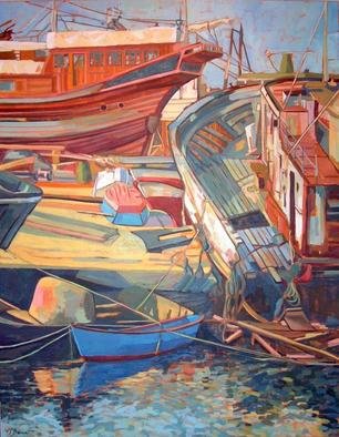 Jessica Dunn, 'Olhao Boatyard', 2003, original Painting Oil, 114 x 146  x 2 cm. 