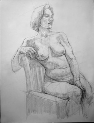 Judith Fritchman, 'Nude 3', 2004, original Drawing Pencil, 19 x 25  x 1 inches. Artwork description: 3495  Conte pencil on paper. ...
