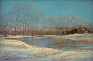 Judith Fritchman; January Sunrise, 2018, Original Painting Oil, 30 x 20 inches. Artwork description: 241 A January sunrise in Bucks County gilds the neighbors  farm with gold. ...