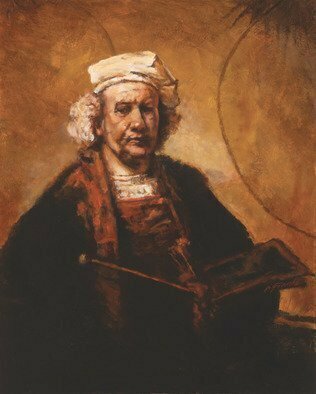 John Gamache, 'Rembrandt My Mentor Of Li...', 2017, original Painting Oil, 16 x 20  x 2 inches. Artwork description: 2703 Copy of Rembrandt self portrait Frame Antique gold speckle 5width...