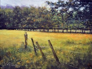 John Gamache; A Fence Really Not Fencing, 2008, Original Painting Oil, 11 x 8 . Artwork description: 241 A fence in Vermont...