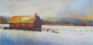John Gamache; End Of A Snow Squall, 2011, Original Painting Oil, 24 x 12 inches. Artwork description: 241 Driving Thorough a snow sqwall in Vermont, took a photo which I from.  Oil on Canvas, emotional solitude and silence. ...