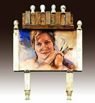 John Gamache, 'Lori Get Her Legs', 2006, original Assemblage, 20 x 25  x 4 inches. Artwork description: 2703 Old Architectural wood, painted portrait of my daughter.Lori is also an artist, paints and does assemblage works. ...