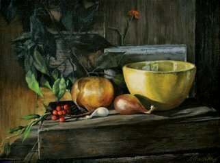 John Gamache; Yellow Bowl, 2014, Original Painting Oil, 18 x 12 . Artwork description: 241 Stil life, Signiture lighting, late afternoon sun. ...