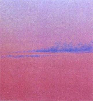 James Gwynne, 'At Dusk', 1998, original Painting Oil, 65 x 70  x 3 inches. Artwork description: 1911 Pink sky at dusk with thin blue cloud...