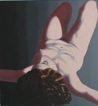 James Gwynne, 'Model On Her Back', 2002, original Painting Oil, 65 x 70  x 3 inches. Artwork description: 2703 Modelm with cascading hair lies on her backand appears to be floating. ...