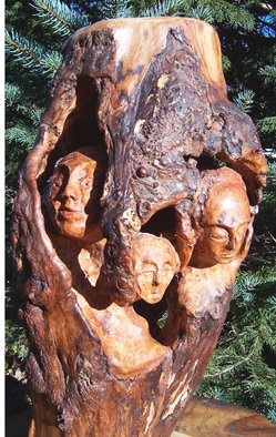 John Clarke; Elf House, 2013, Original Sculpture Wood, 15 x 26 inches. Artwork description: 241 Six elves share a cramped home in a black cherry burl...