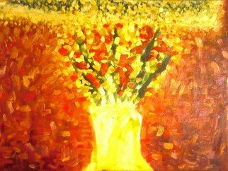 Jiade Zhang; Flowers In The Field, 2009, Original Painting Oil, 70 x 50 cm. Artwork description: 241 Abstract landscape oil painting, yellow, gold, red....