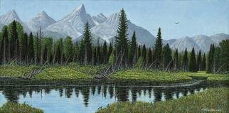 James Hildebrand; Reflections, 2020, Original Painting Oil, 12 x 24 inches. Artwork description: 241 Tetons National Park - oil on canvas - I use a blend of realism, surrealism and impressionism to complete this painting...