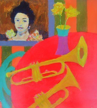 James Bones; Still Life Trumpets, 2017, Original Painting Oil, 30 x 24 inches. 