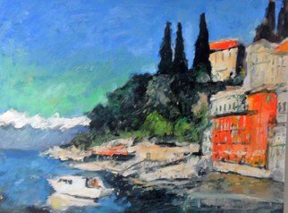 James Bones; Swiss Lake, 2018, Original Painting Oil, 30 x 24 inches. Artwork description: 241 View of Swiss lake with mountains...