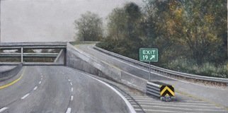 James Morin; Exit 19, 2022, Original Painting Oil, 24 x 12 inches. Artwork description: 241 On an empty highway and EXIT 19 - which leads who knows where. ...