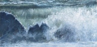 James Morin; Wave 1, 2022, Original Painting Oil, 24 x 12 inches. Artwork description: 241 Angry crashing wave...