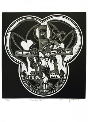 Jack Mccarthy; Gothic II, 2002, Original Printmaking Linoleum, 14 x 14 inches. Artwork description: 241  Somerset paper ...