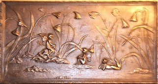 Joe Jumalon; Fairies And Flowers, 2019, Original Sculpture Bronze, 25 x 13.7 inches. Artwork description: 241 This cast solid metal art beautifully depicts fairies and flowers in the spring time.  Each piece is hand cast and finished.  Note All cast metal art pieces will vary slightly in color and or pattern, so no two will be identical, making each piece a one- of- ...