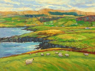 John Maurer; One Day On Dingle, 2020, Original Painting Oil, 50 x 38 inches. Artwork description: 241 Painted from a sketch and photo taken while traveling in Ireland.  Oil on canvas.  Framed in a brushed silver floater frame with black sides. ...