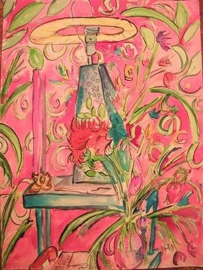 Jeanie Merila; Still Life With UFO Lamp, 1993, Original Watercolor, 24 x 32 inches. 