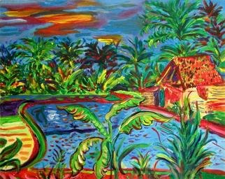 Jeanie Merila; Ubud Banana Tree In The A..., 2002, Original Painting Acrylic, 60 x 50 cm. 