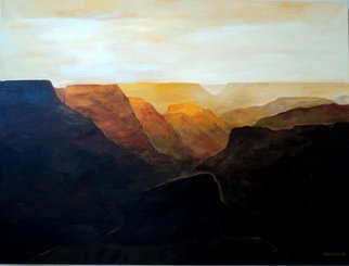 Jo Allebach; The Canyon, 2013, Original Painting Acrylic, 30 x 40 inches. Artwork description: 241   Golden, brown, umber, canyon, sunlight, brilliant, landscape, sunset, ...