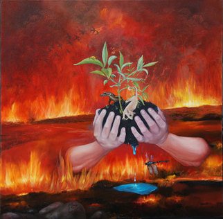 Alex Jobbagy; Hope, 2009, Original Painting Oil, 61 x 61 cm. Artwork description: 241  Inspired by the heroic spirit of the people affected by the 2009 Victorian bushfires. ...