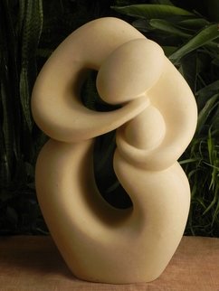 Joe Xuereb; Fond Whisper, 2015, Original Sculpture Stone, 40 x 65 cm. Artwork description: 241 The design shows the strong amoral love between the mother and her child, and hand carved from limestoneglobigerina . ...