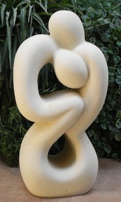 Joe Xuereb; Comfort, 2015, Original Sculpture Stone, 28 x 57 cm. Artwork description: 241 Two loving figures are in total comfort, one against the other. Sculpture hand carved from the Malta limestone  Globigerina ...