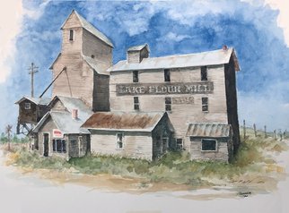 John Hopper; Lake Flour Mill Montana, 2020, Original Watercolor, 22 x 17 inches. Artwork description: 241 A longtime friend and photographer sent me a deries of photos of this mill in his home state of Montana. I couldn t resist painting this still standing history. ...