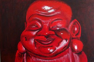 Juan Carlos Vizcarra; Bliss In Red, 2008, Original Painting Acrylic, 36 x 24 inches. Artwork description: 241  The word' Ananda' means' bliss' in Pali, Sanskrit as well as other Indian languages. It is a popular Buddhist and Hindu name, but popular also among Muslims in Indonesia. This iteration of the buddha is represented in bright red hues that starkly contrast the rich, textured background. ...